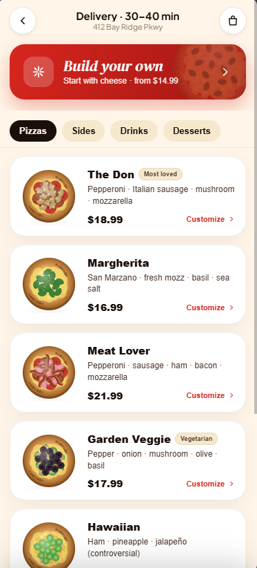 Padrino's Pizza screenshot — screen 1